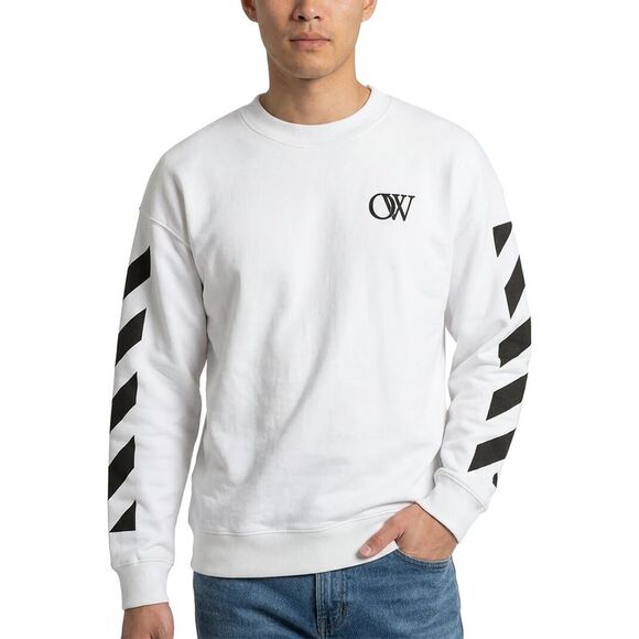 Off White Mens Off-White™ Virgil Diagonal Crewneck Sweatshirt White